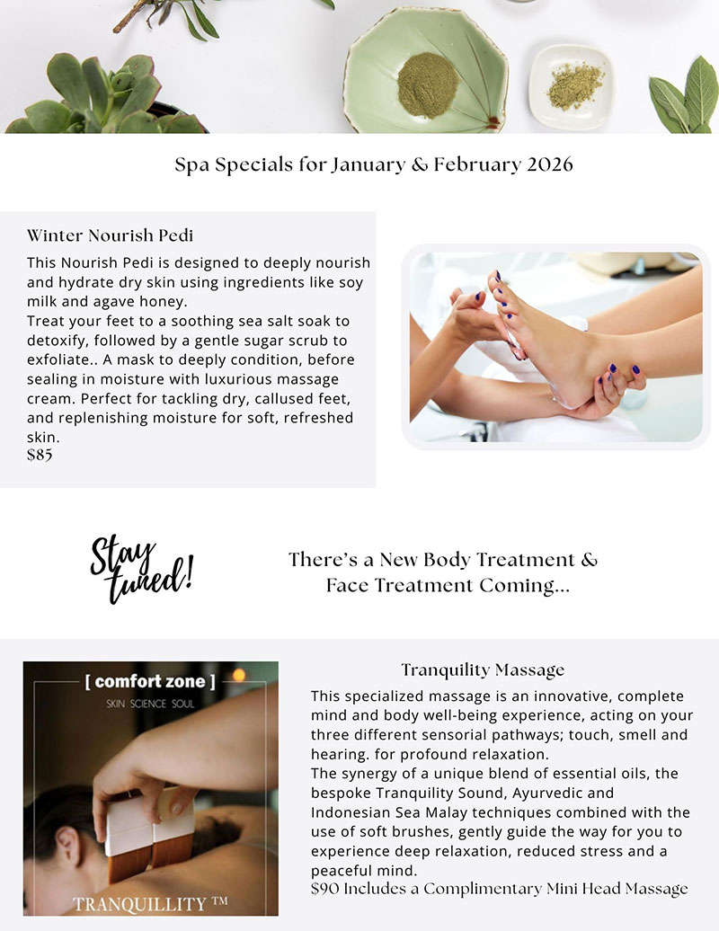 Spa Features for March / April 2026 panel 3