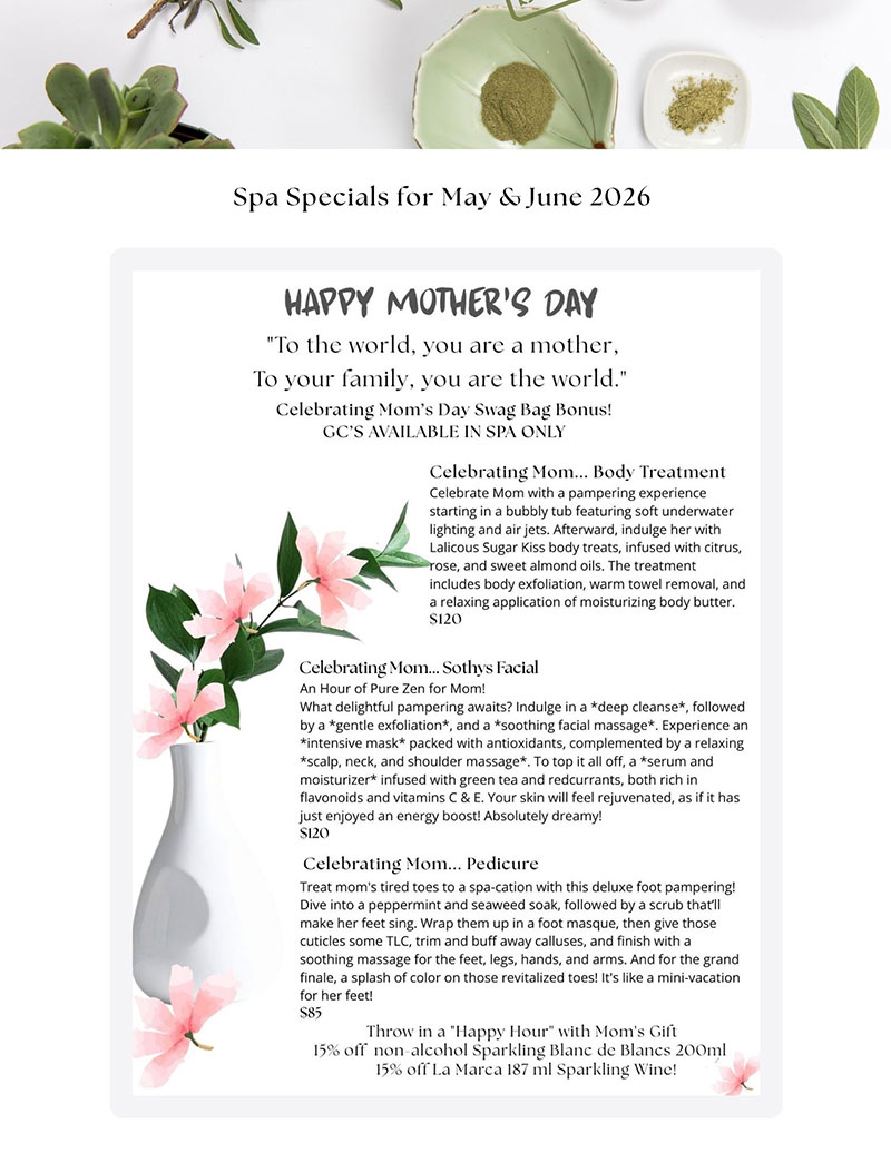 Spa Features for May / June 2026 panel 2