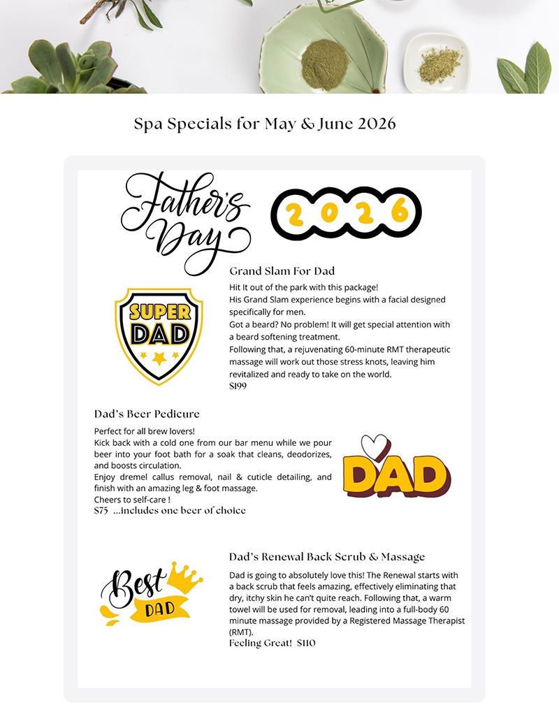 Spa Features for May / June 2026 panel 3