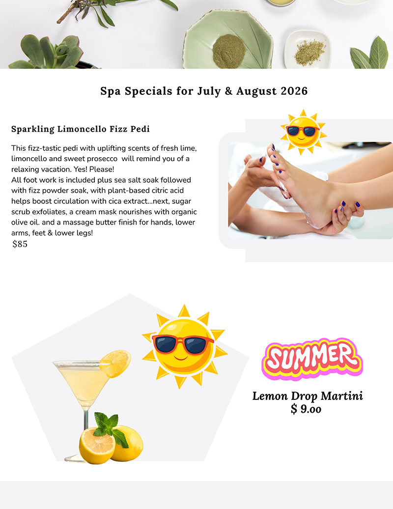 Spa Features for July / August 2026 panel 3